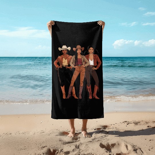 Black African American Cowgirl Rodeo Beach Towels