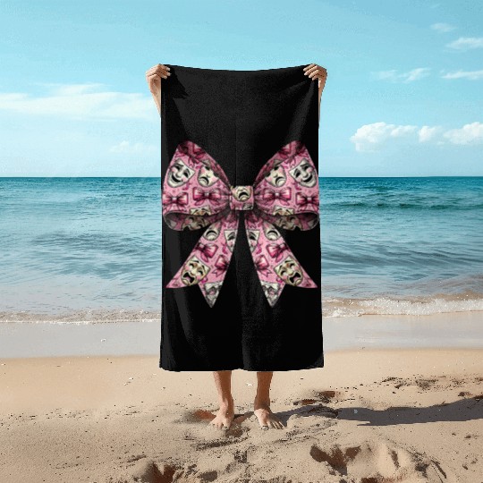 Coquette Bow Theatre Mask Pattern Drama Comedy Beach Towels