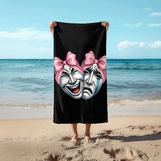 Coquette Bow Theatre Mask Drama Comedy Artist Girl Beach Towels