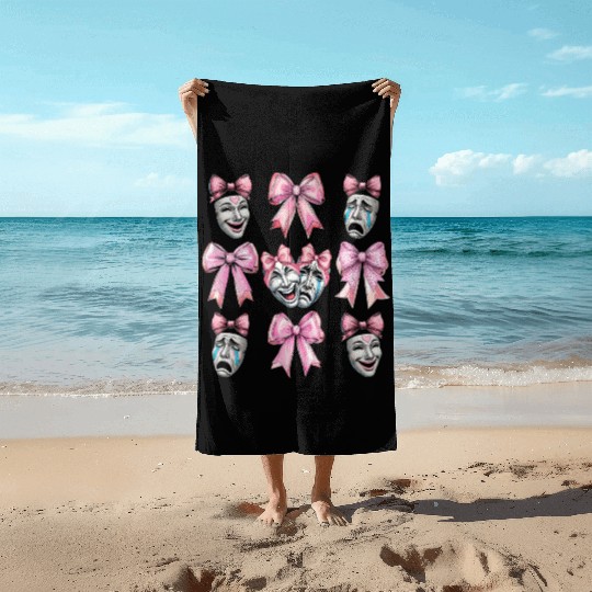 Coquette Bow Theatre Mask Drama Comedy Artist Girl Beach Towels