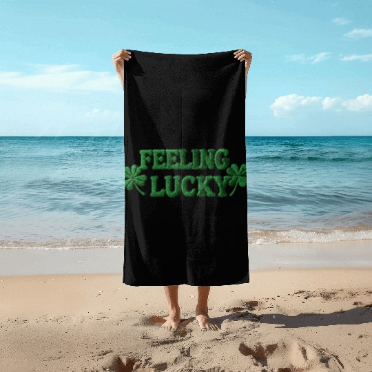 Feeling Lucky Shamrocks Clover Beach Towels