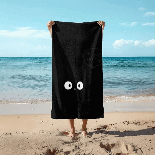 Black Cat- cute meow Beach Towels