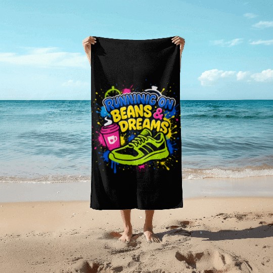 Beans And Dreams Graffiti Runner Splash Coffee Beach Towels