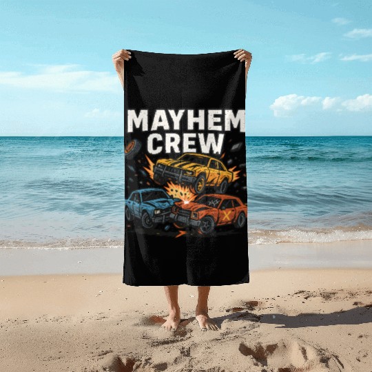 Mayhem crew derby Beach Towels crash race design wreckfest