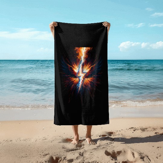 Electric Phoenix Lightning in Bloom Beach Towels