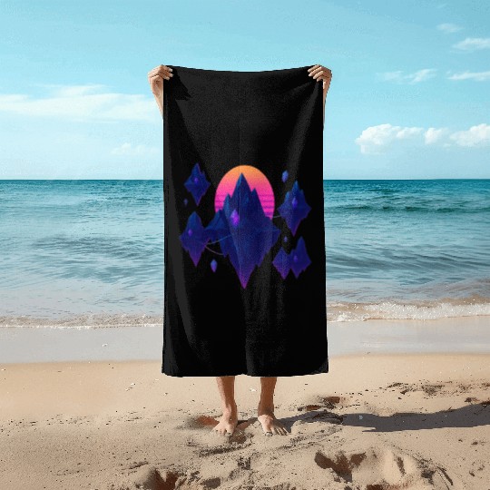 Crystal Skies – Neon Floating Islands Beach Towels