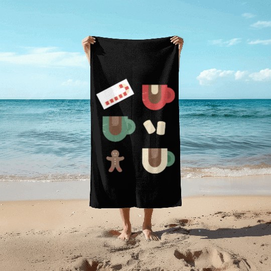 Cute Retro Hot Cocoa Christmas Mug Design Beach Towels