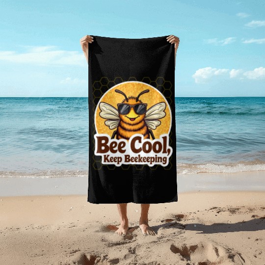 Cool Beekeeper Bee with Sunglasses Beach Towels