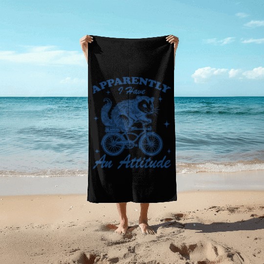 Funny Opossum Biking Beach Towels