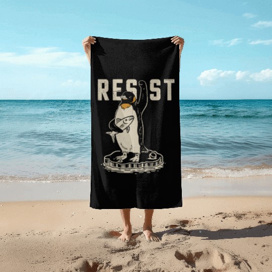 Funny Protest Against Tariffs Resist Penguin Beach Towels