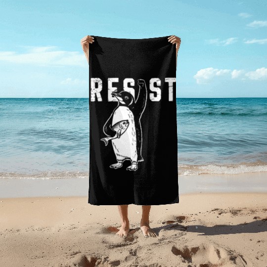 Funny Protest Against Tariffs Resist Penguin Beach Towels