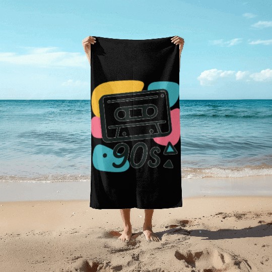 Name: Colorful 90s Cassette Tape Design Beach Towels
