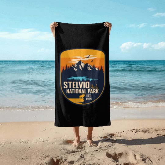 Stelvio National Park Italy Vintage Sunset Camping Beach Towels