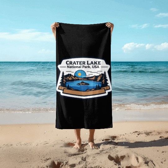 Crater Lake National Park Southern Oregon USA Logo Beach Towels