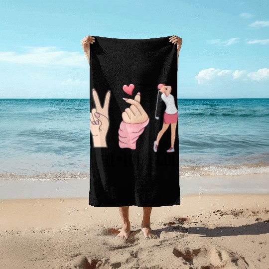 peace love golf Beach Towels