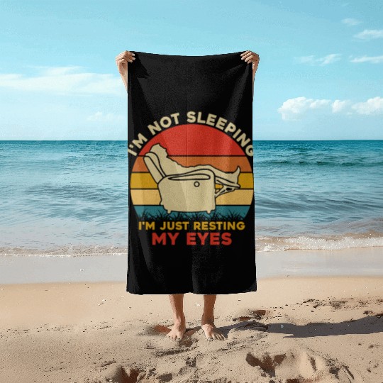 Resting My Eyes Beach Towels – Funny Dad Joke Gift