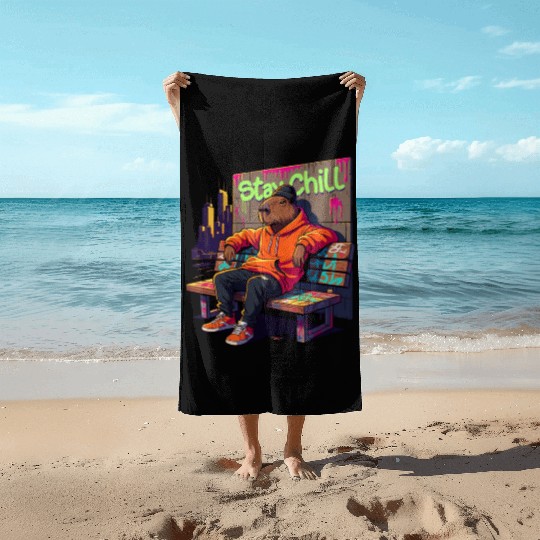 Capybara Stay Chill Beach Towels