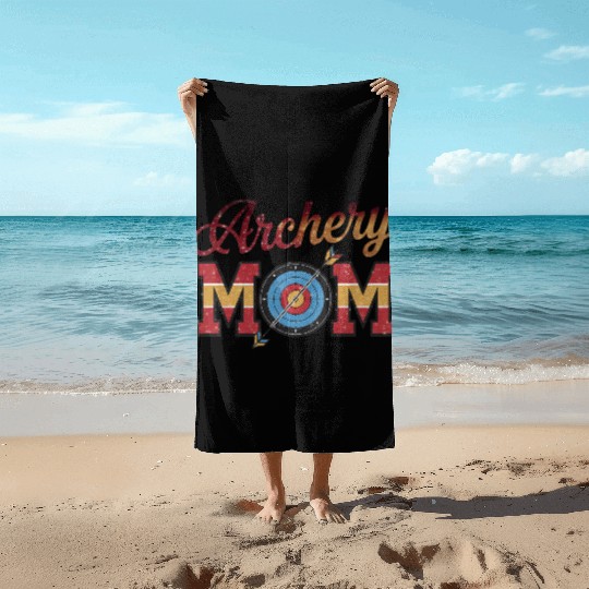 Archery Mom - Bullseye Mom Beach Towels