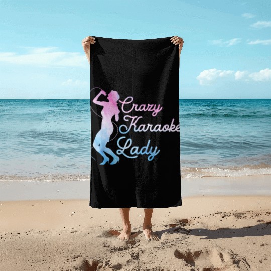 Crazy Karaoke Lady Singer Singing Beach Towels
