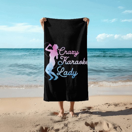 Crazy Karaoke Lady Singer Singing Beach Towels