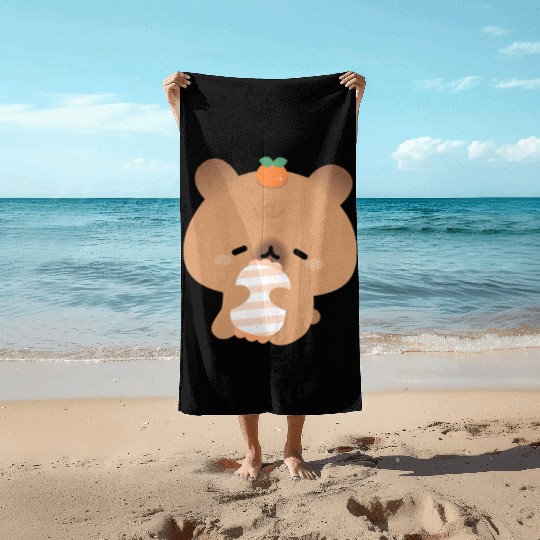 Sleepy Capybara Beach Towels