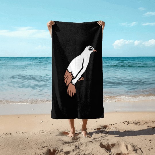 Bird raven dove sitting cable hawk eagle birdie Beach Towels