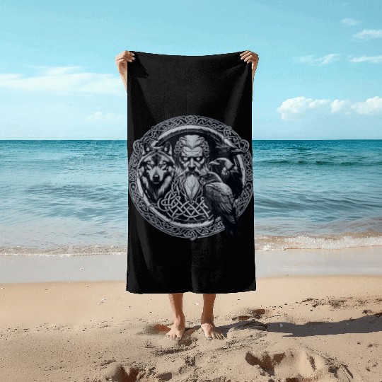 Viking Warrior Man Odin Thor Norman Walhalla Beach Towels