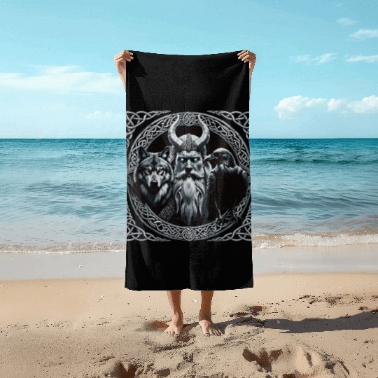 Viking Warrior Man Odin Thor Norman Walhalla Beach Towels