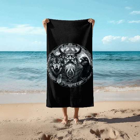 Viking Warrior Man Odin Thor Norman Walhalla Beach Towels