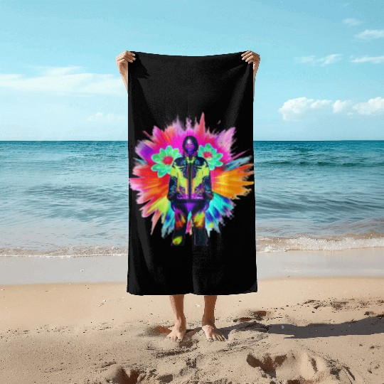 Y2K Bloom: Techwear Meets Luminescent Nature Beach Towels