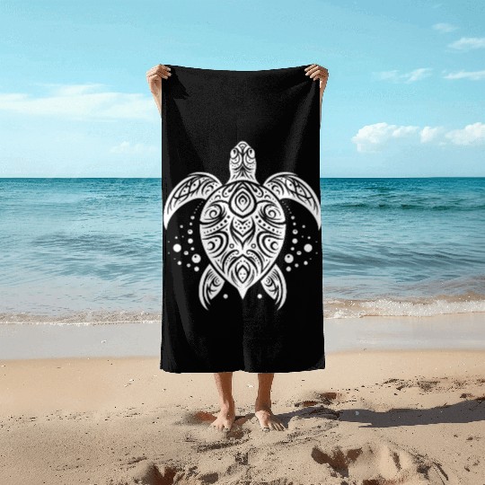 Pacific Turtle Tattoo Art Timeless Beach Towels