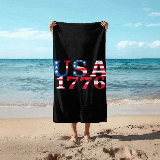 USA Established 1776 Stars Red White Blue Beach Towels