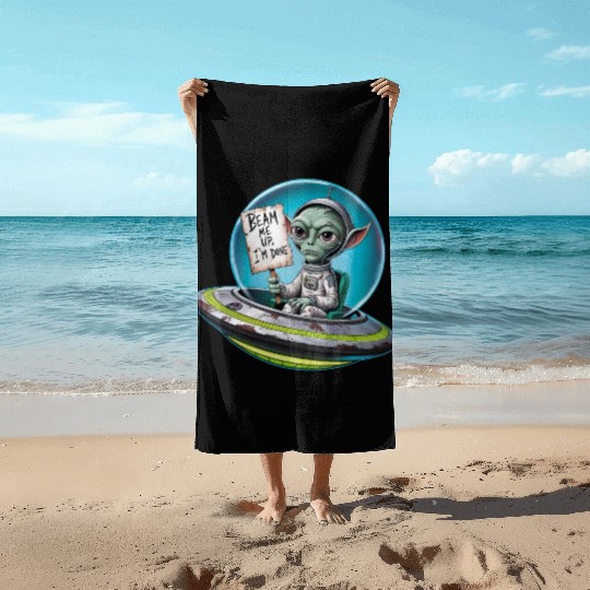 UFO Mars beam me up Allien Beach Towels