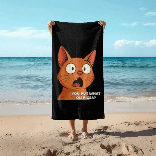 Funny Shocked Cat Meme Beach Towels