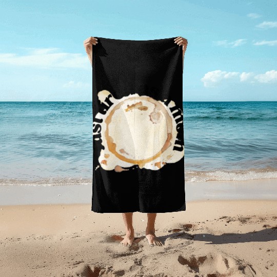 Just Tired as a Mom Coffee Stain Motherhood Design Beach Towels