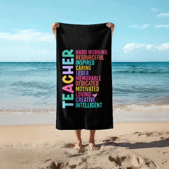 TEACHER APPRECIATION Colourful Inspirational Words Beach Towels