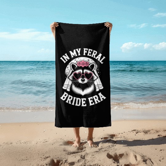 Feral Bride Era Design Raccoon Wedding Party Beach Towels