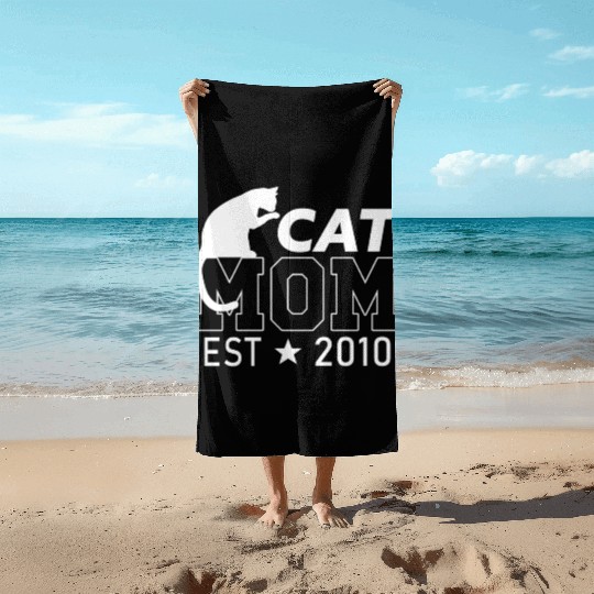 Cat Mom Since 2010 | Cat Lover gift Beach Towels
