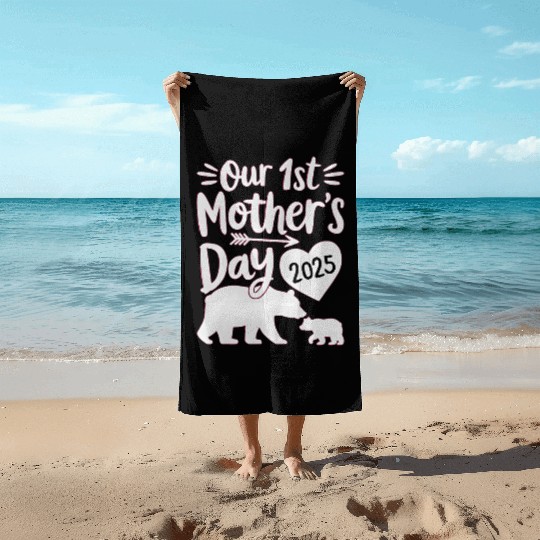 Our 1st Mother's Day 2025 – Bear Mom and Cub SVG Beach Towels