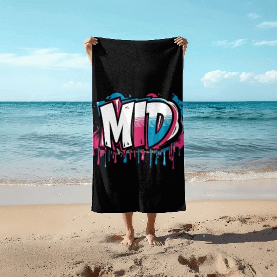 MID Graffiti Beach Towels – Funny Gen Z Slang Design