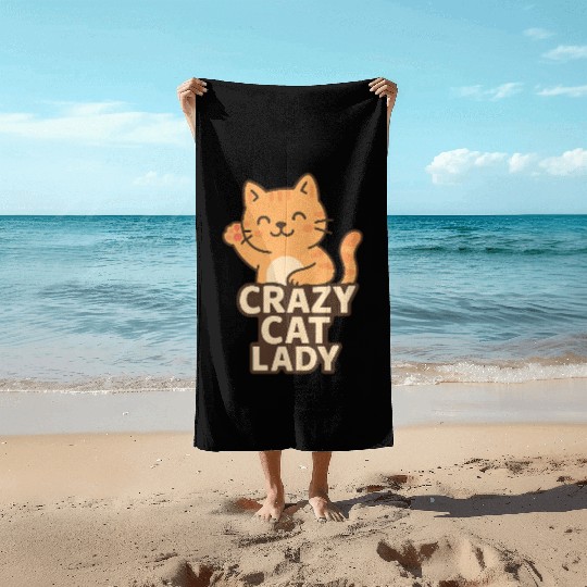 Crazy Cat Lady – Cute Cat Lover Design Beach Towels