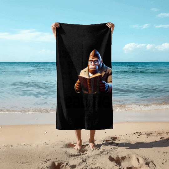 Bigfoot CAUGHT! In the Act of Reading Sasquatch Beach Towels