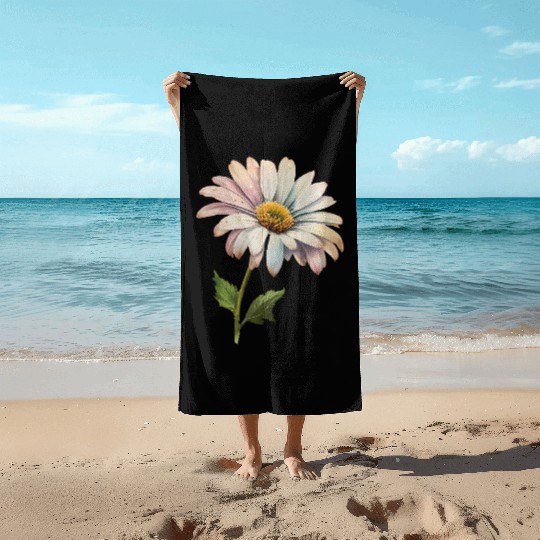 Retro Daisy Flower Aesthetic Beach Towels