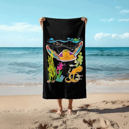 Cute Hawksbill Sea Turtle Beach Towels