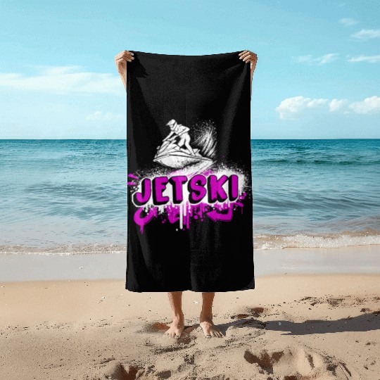Jetski Graffiti - Splash And Ride Beach Towels