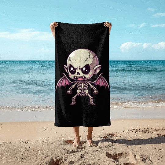 Cute Vampire Skeleton – Bat-Winged Monster Beach Towels