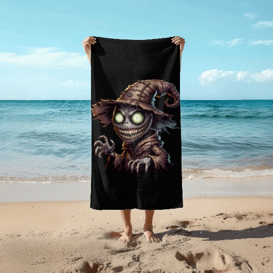 Evil Scarecrow Witch – Creepy Halloween Horror Beach Towels