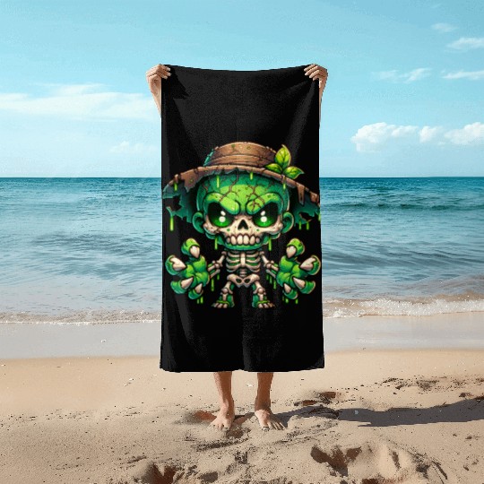 Swamp Skeleton Mutant – Creepy Plant Monster Beach Towels