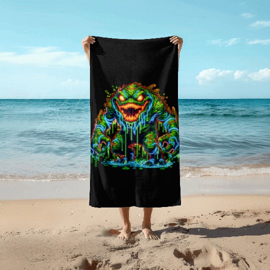 Neon Swamp Beast – Toxic Terror Beach Towels