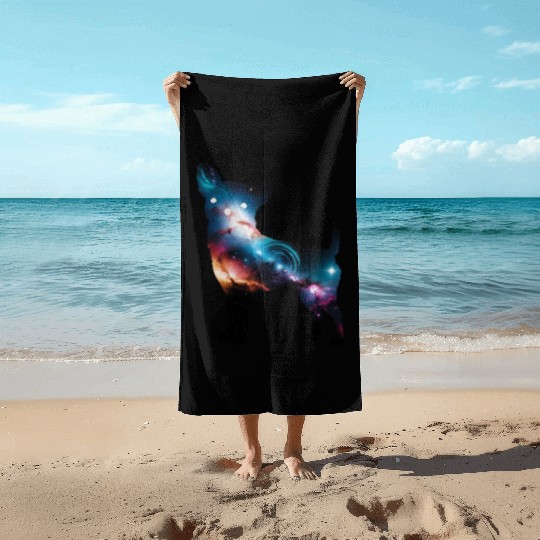 Galaxy Chihuahua Silhouette Beach Towels